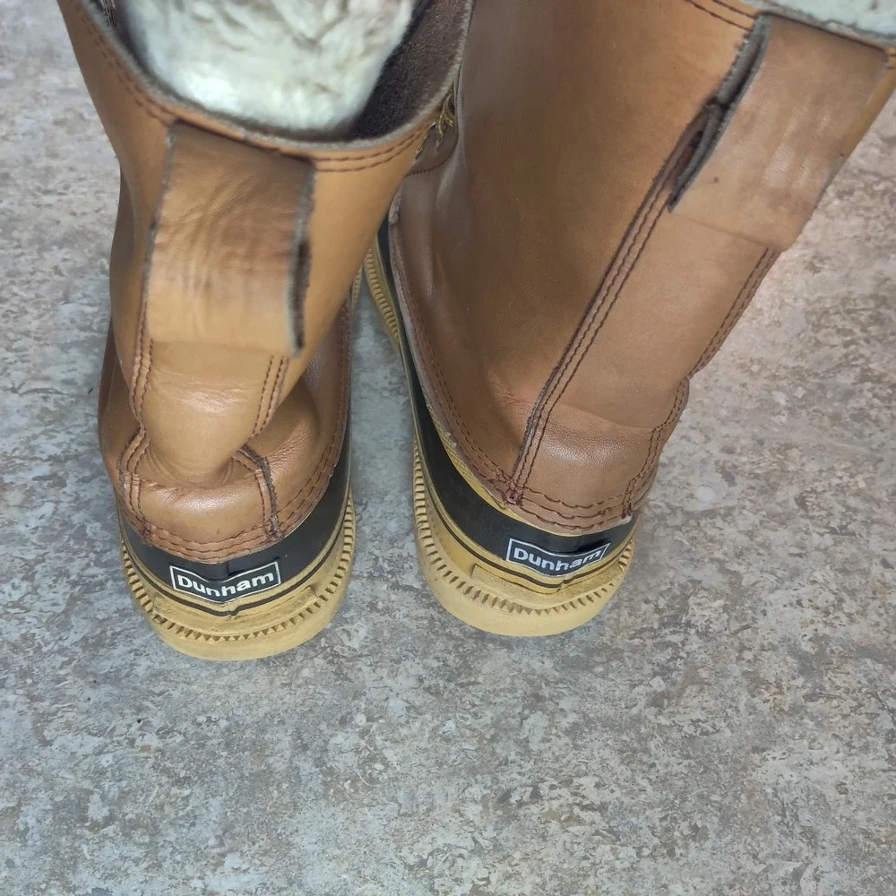 Vintage Dunham Waterproof Duck Boots Brown Leather Sherpa Wool Lined Mens Size 8